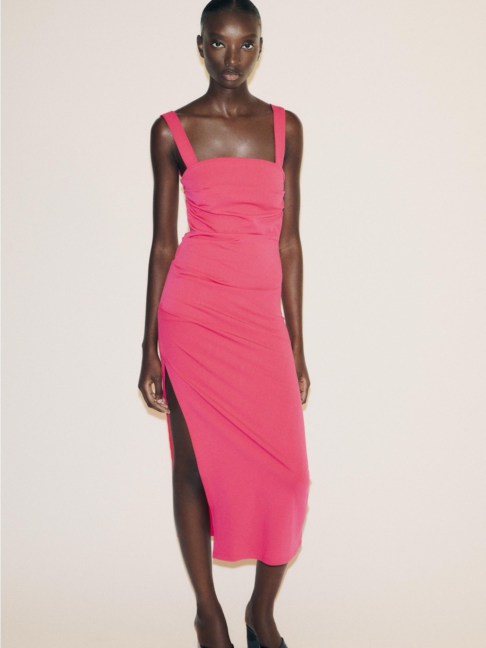 Zara Raspberry Square-Neck Midi Dress - Picture 5 of 7